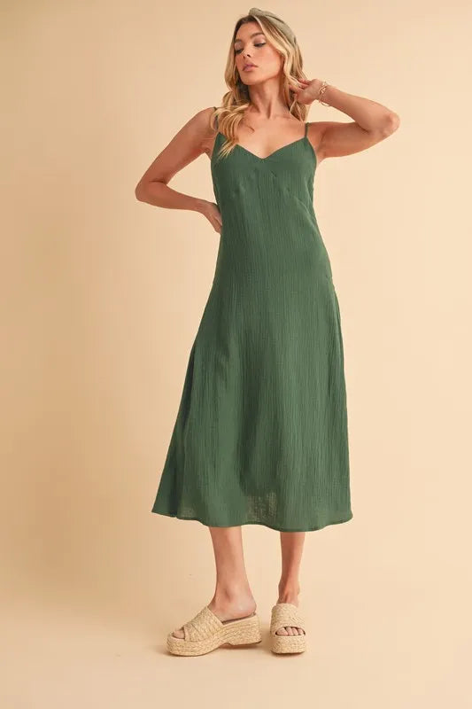 Side Button Midi Cami Dress - Chic Women's Fashion