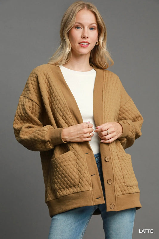 Latte Umgee Button Up Jacquard Cardigan 1