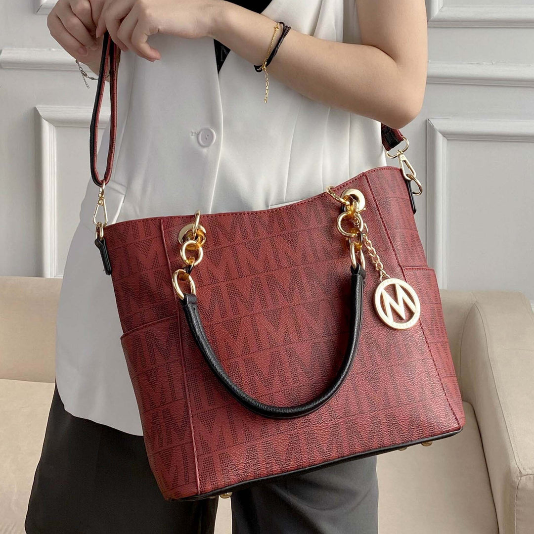 White MKF Collection By Mia K Kissaten Signature Tote Bag