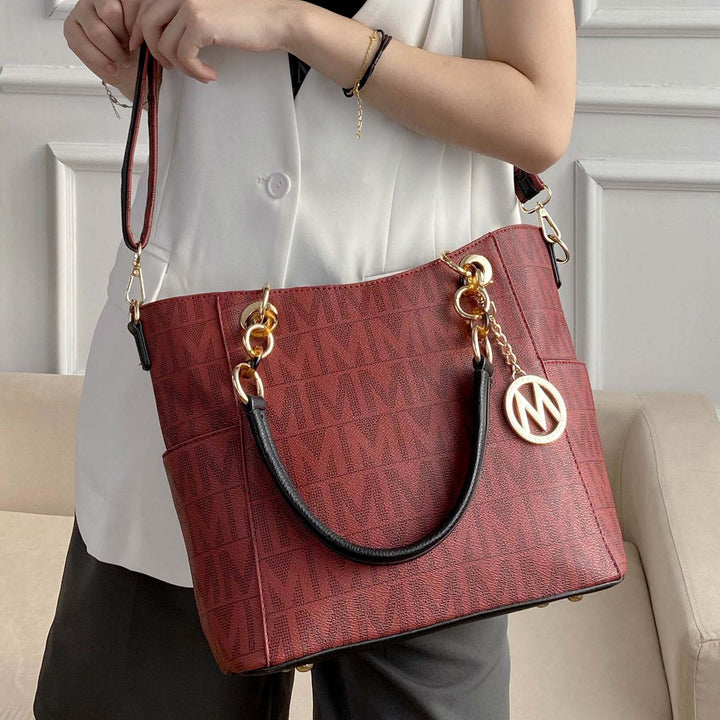 White MKF Collection By Mia K Kissaten Signature Tote Bag