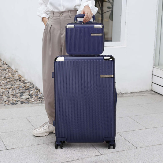 Metallic Rose Gold MKF Collection By Mia K Tulum Carry On Roller And Cosmetic Case Set
