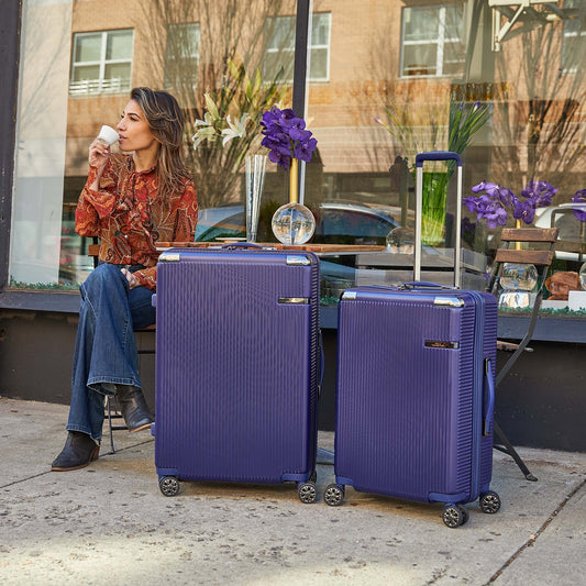 Navy MKF Collection By Mia K Tulum Spinner Luggage Set Large And X Large