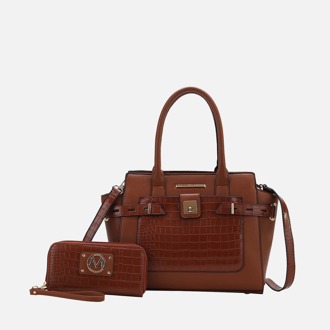 Wine MKF Collection By Mia K Isla Shoulder Bag And Set
