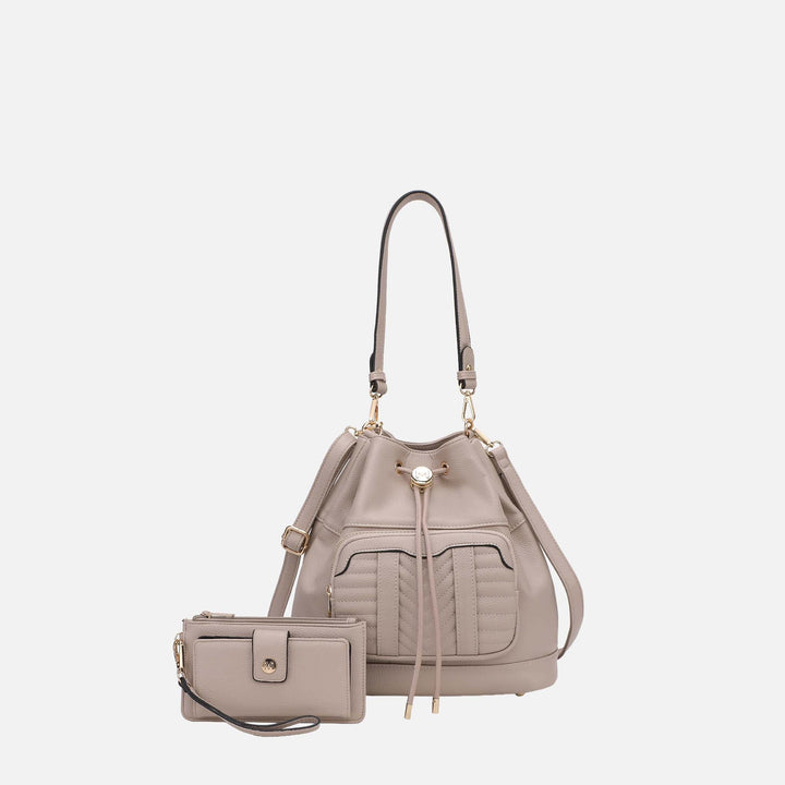 Coffee MKF Collection By Mia K Ryder Bucket Bag And Wallet Set