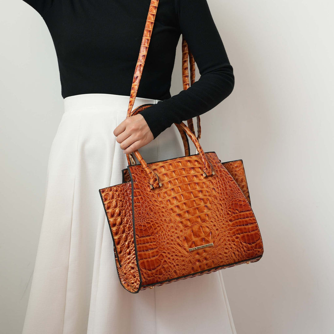 Croco Saffron MKF Collection By Mia K Viridiana Croc Tote Bag And Set