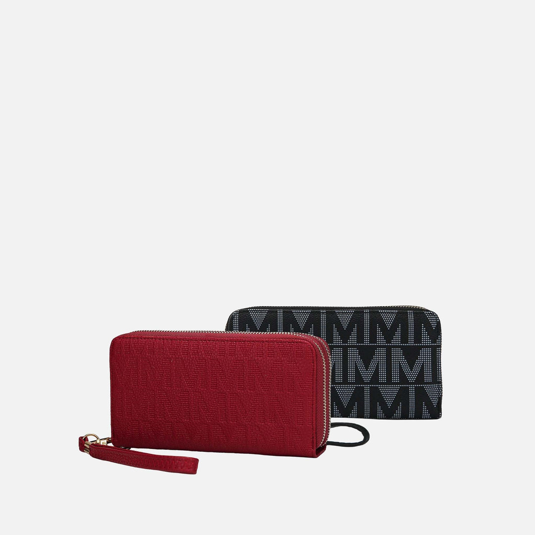 Pewter MKF Collection By Mia K Kathe Embossed M Signature Wallet Wristlet