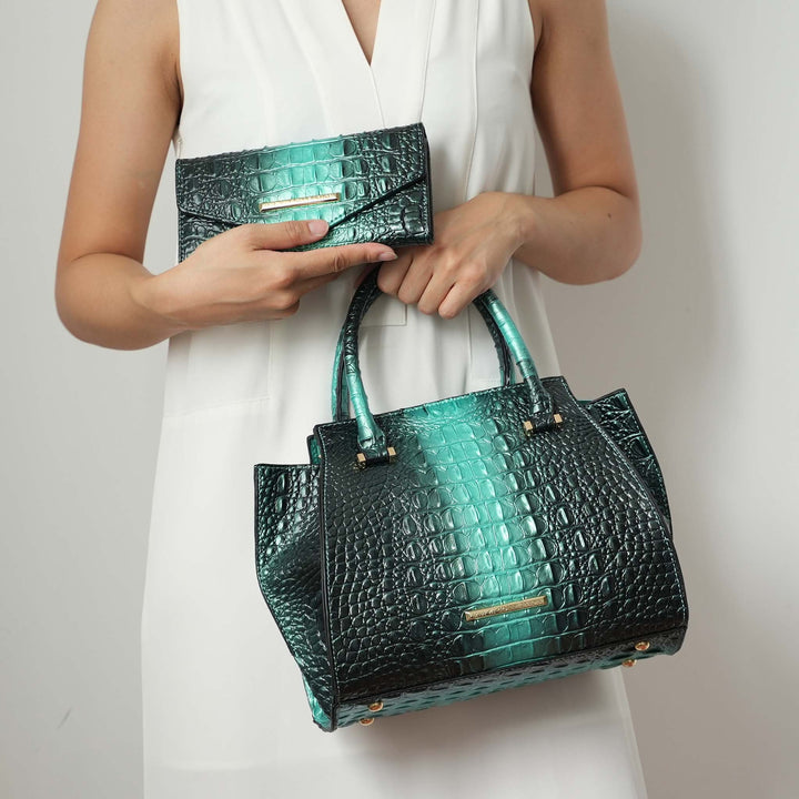 Croco Purple MKF Collection By Mia K Bently Croc Embossed Tote And Set