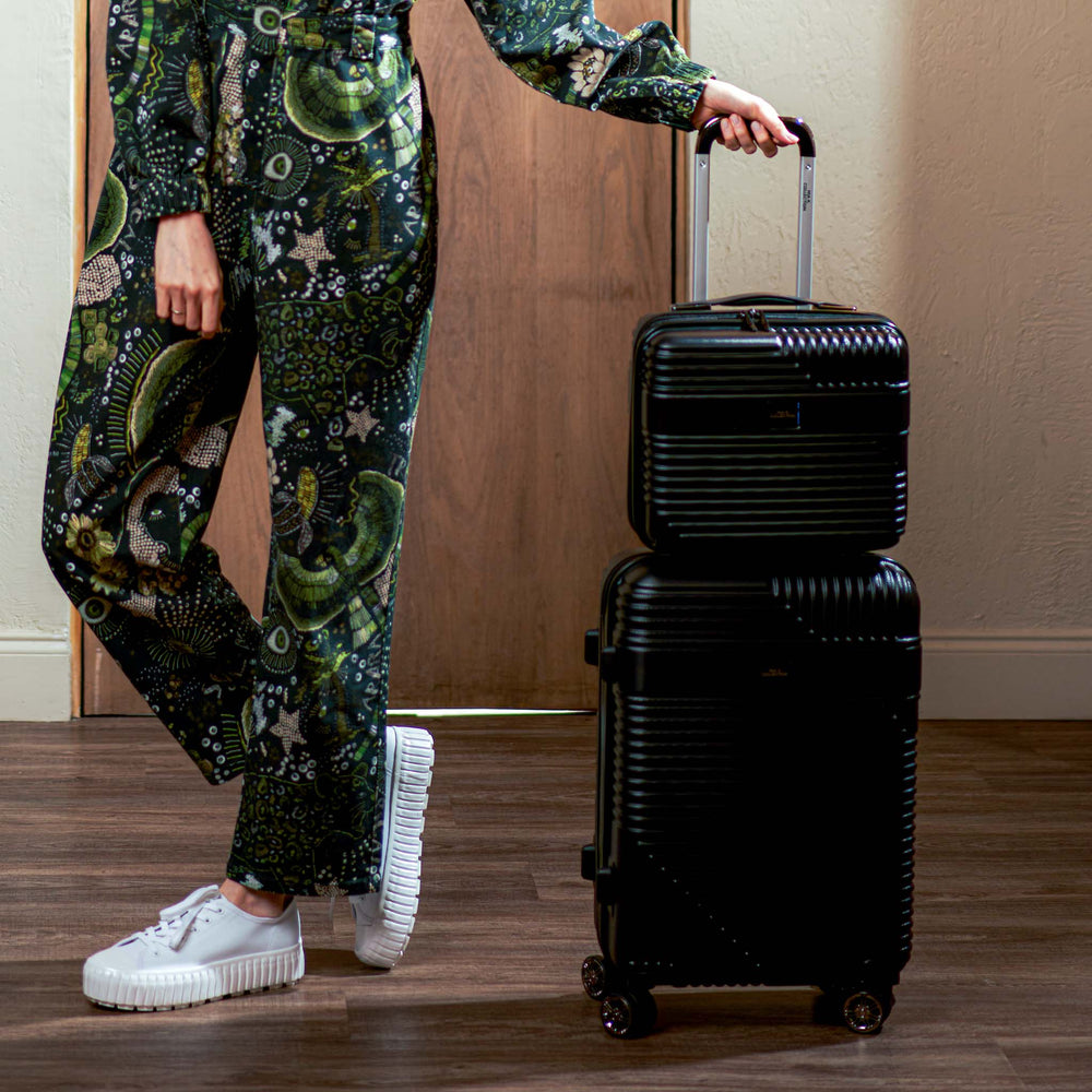 Metallic Rose Gold MKF Collection By Mia K Mykonos Carry On Roller And Cosmetic Case Set