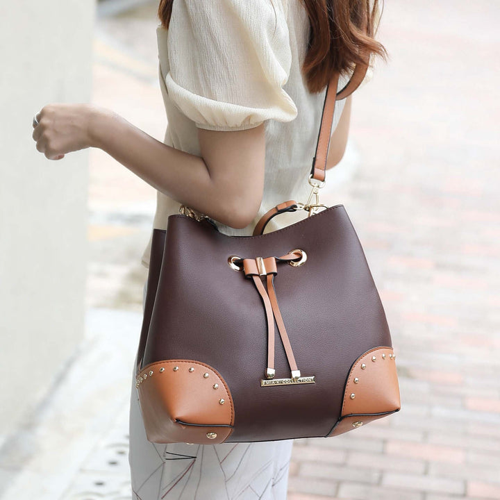 Charcoal Grey MKF Collection By Mia K Callie Bucket Bag And Wallet Set