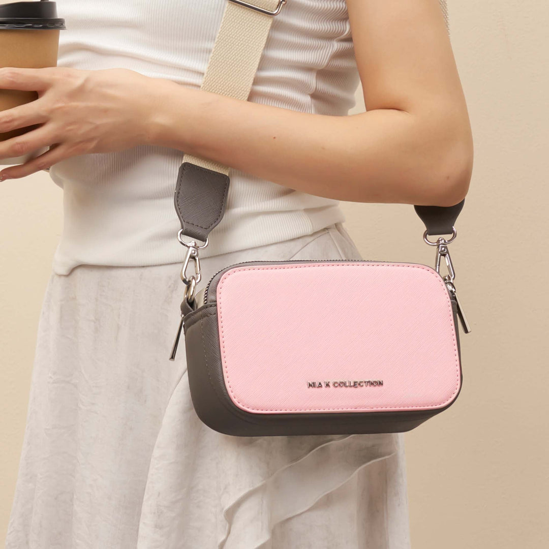Pink Charcoal MKF Collection By Mia K Avielle Colorblock Crossbody Bag