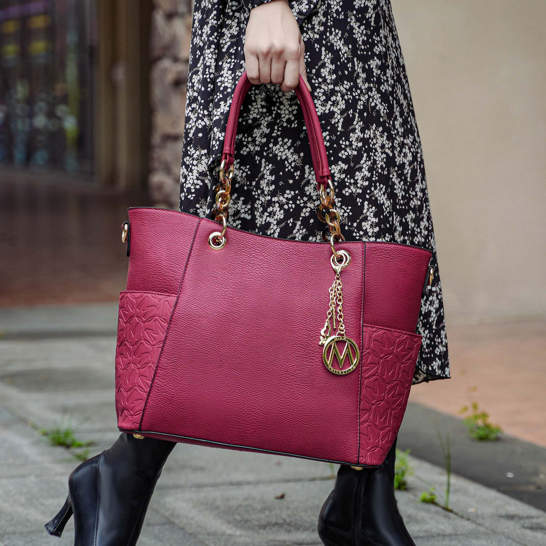 Tawny MKF Collection By Mia K Merlina Embossed Tote Bag And Set