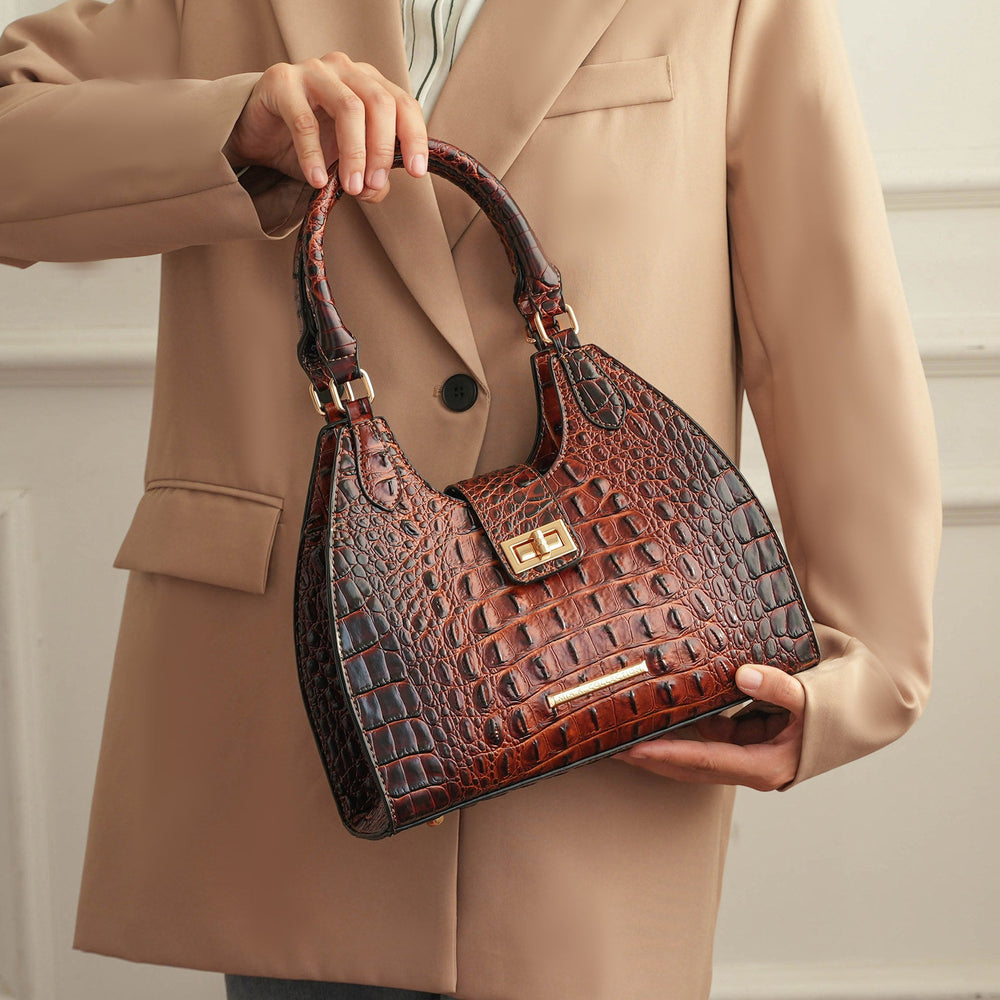 Croco Cognac MKF Collection By Mia K Ava Croc Tote Bag