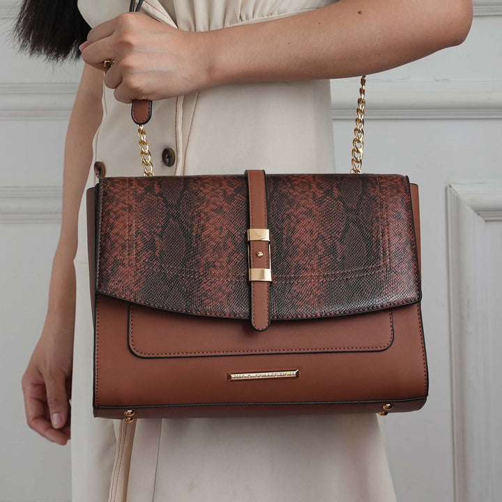 Cognac Brown MKF Collection By Mia K Melody Oversize Shoulder Bag