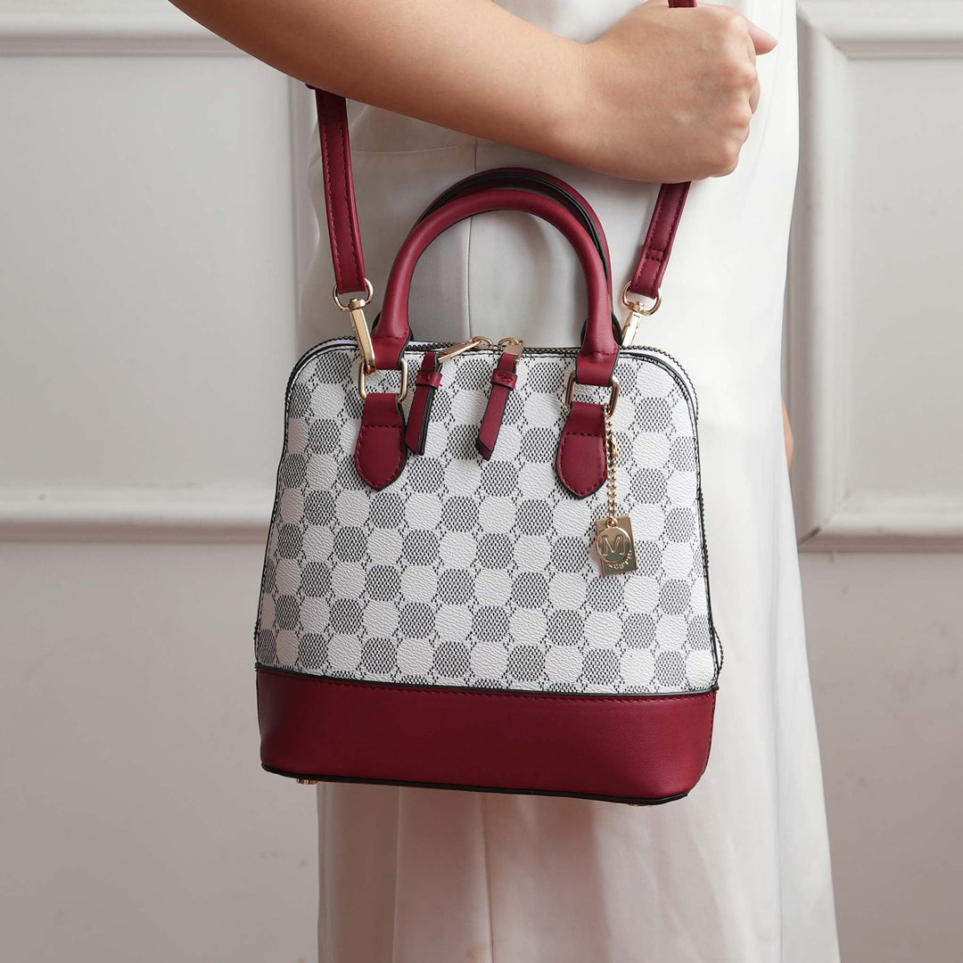 Cognac Brown MKF Collection By Mia K Marjorie Circular Print Satchel Bag