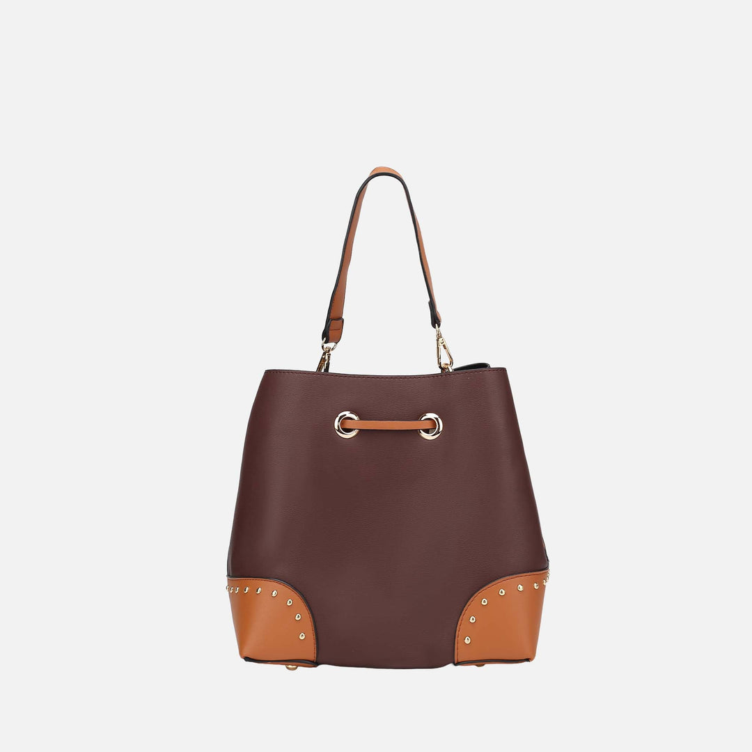 Black Cognac MKF Collection By Mia K Callie Bucket Bag And Wallet Set