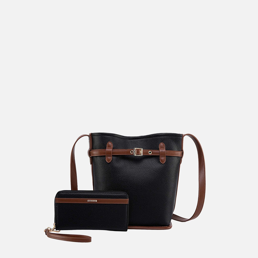 Charcoal Gray MKF Collection By Mia K Odette Bucket Bag With Wallet