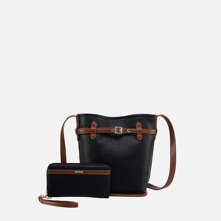 Charcoal Gray MKF Collection By Mia K Odette Bucket Bag With Wallet