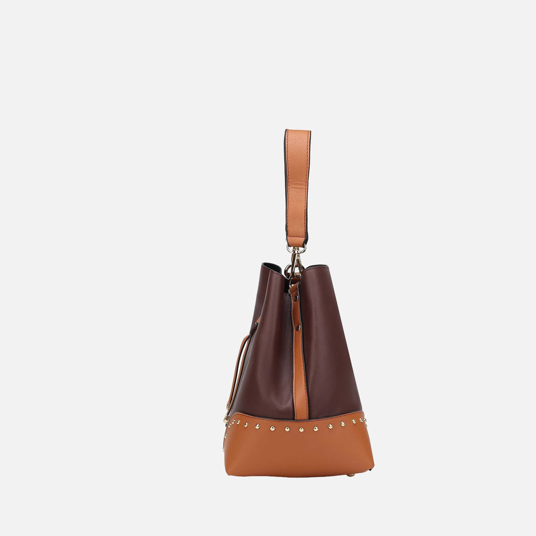 Coffee Cognac MKF Collection By Mia K Callie Bucket Bag And Wallet Set