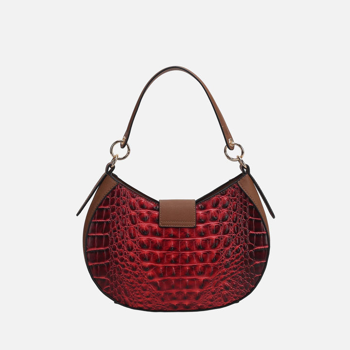 Croco Chocolate MKF Collection By Mia K Jain Croc Embossed Shoulder Bag