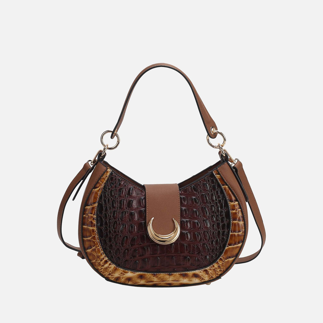 Croco Yellow MKF Collection By Mia K Jain Croc Embossed Shoulder Bag