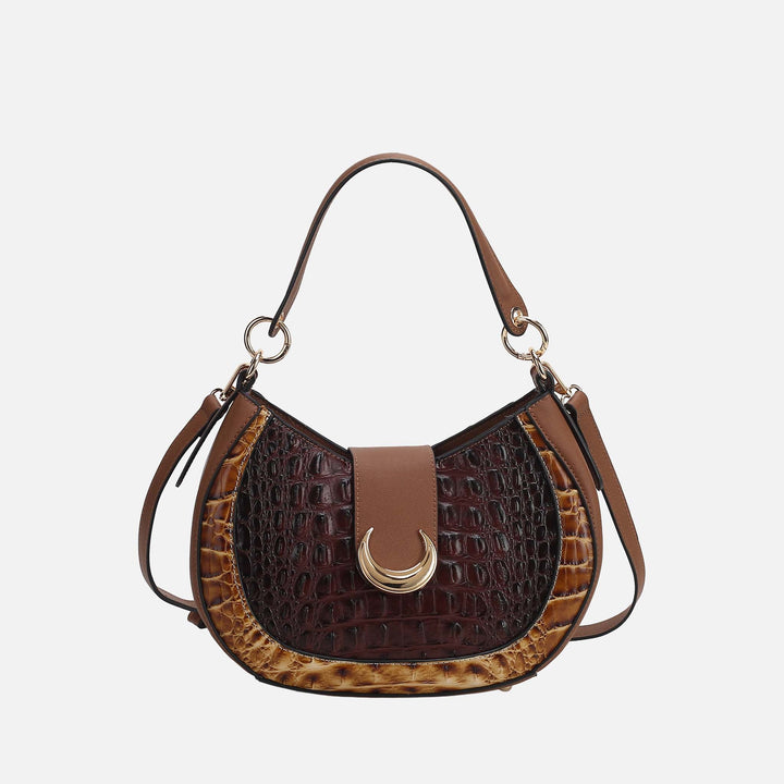 Croco Yellow MKF Collection By Mia K Jain Croc Embossed Shoulder Bag
