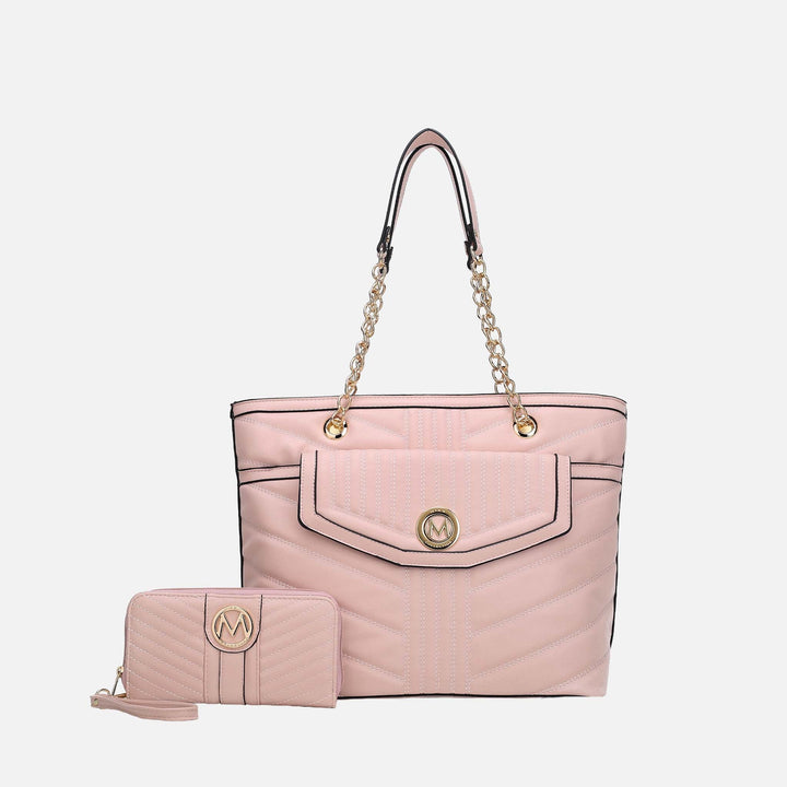 Charcoal Grey MKF Collection By Mia K Chiari Tote Bag And Wallet Set