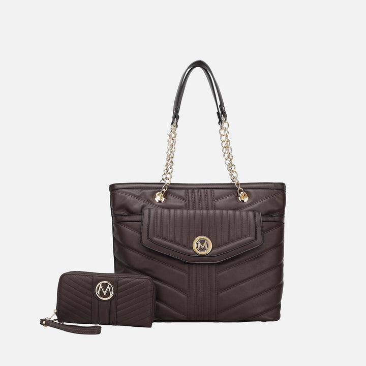Denim Blue MKF Collection By Mia K Chiari Tote Bag And Wallet Set
