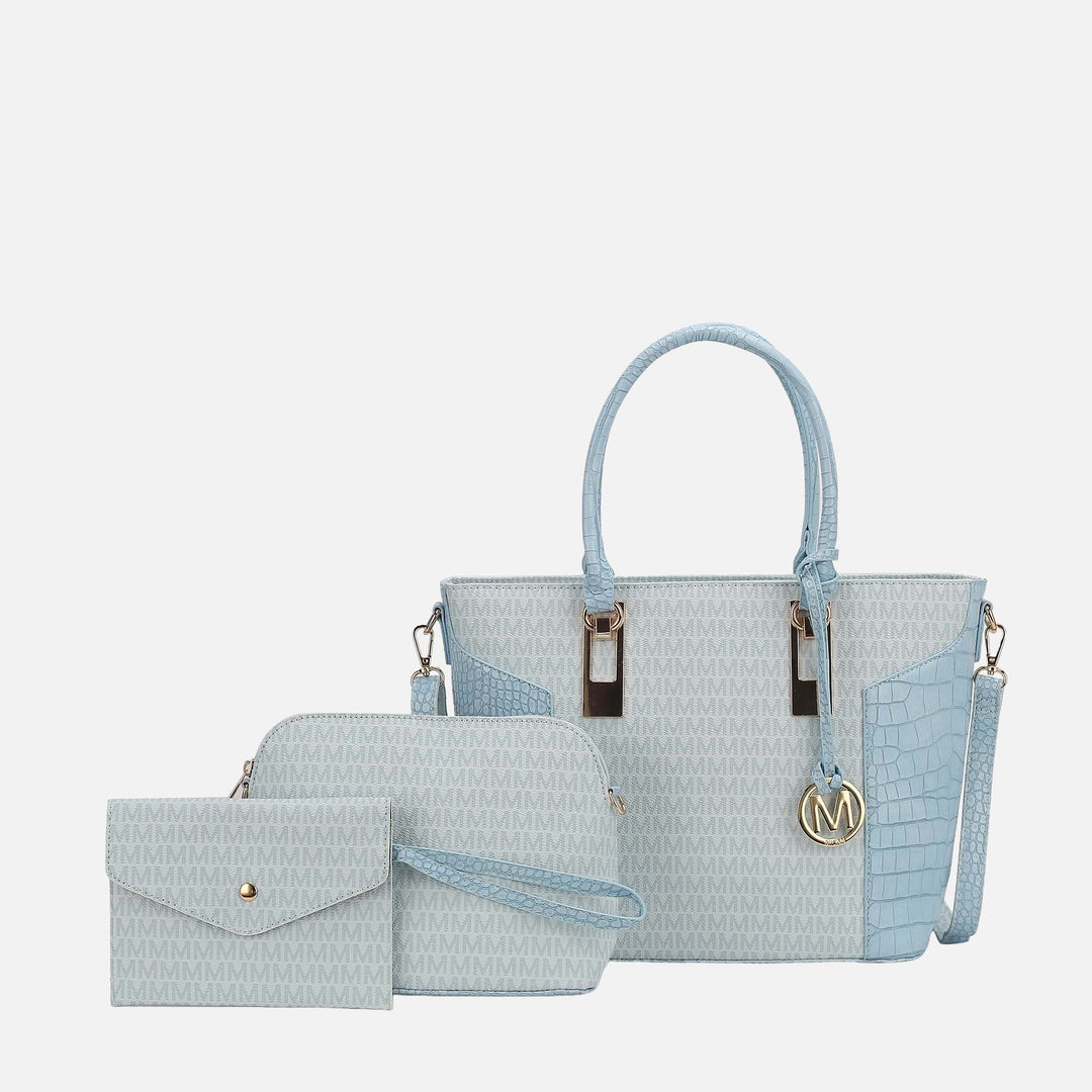 White MKF Collection By Mia K Shonda Signature Tote Bag And Set