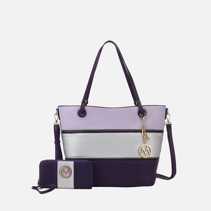Lilac MKF Collection By Mia K Vallie Tote Bag And Wallet Set