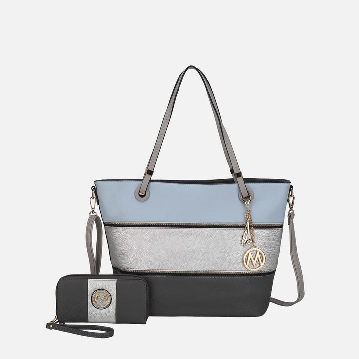 Ivory Yellow MKF Collection By Mia K Vallie Tote Bag And Wallet Set