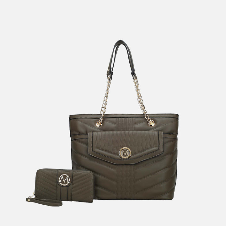 Pewter MKF Collection By Mia K Chiari Tote Bag And Wallet Set