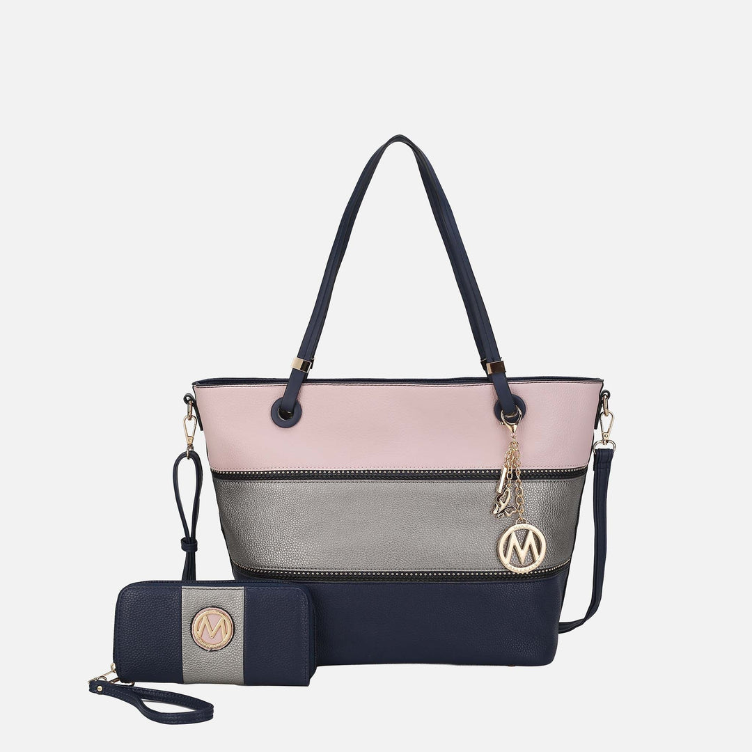 Silver MKF Collection By Mia K Vallie Tote Bag And Wallet Set