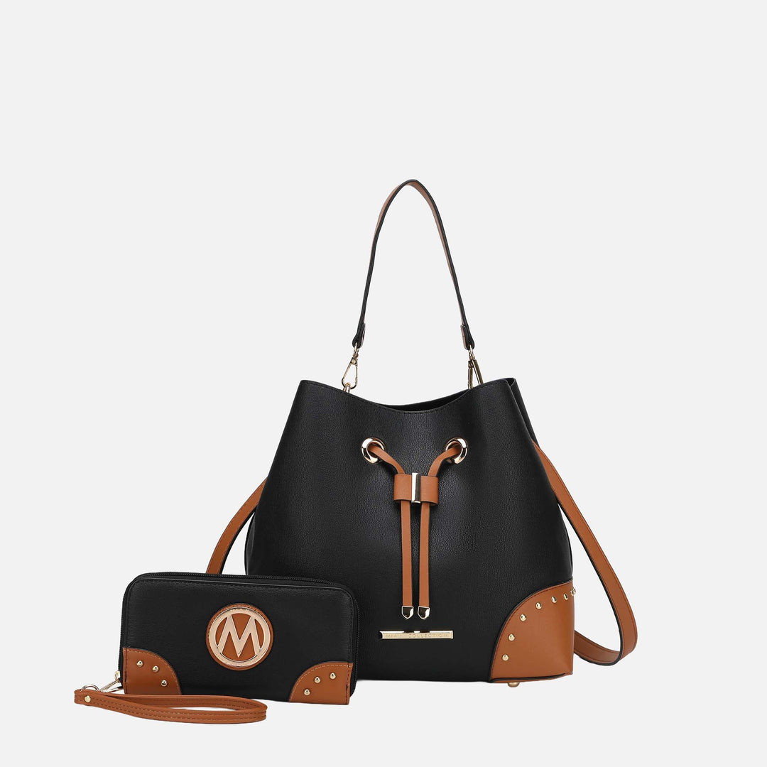 White Yellow MKF Collection By Mia K Callie Bucket Bag And Wallet Set