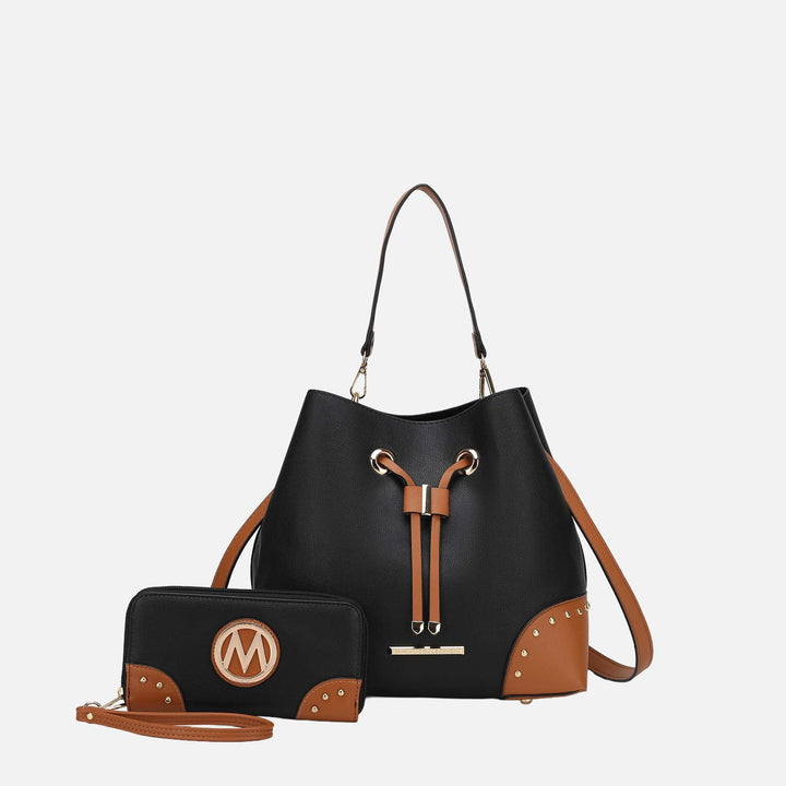 White Yellow MKF Collection By Mia K Callie Bucket Bag And Wallet Set