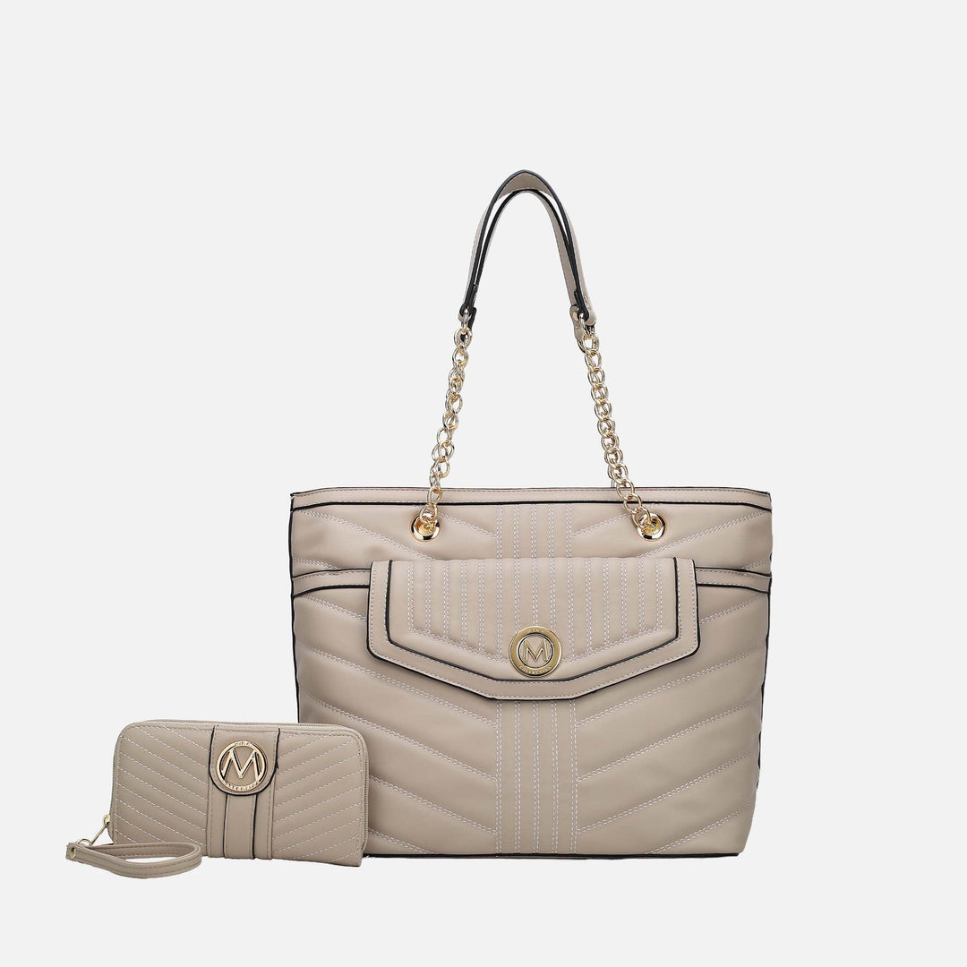 Wine MKF Collection By Mia K Chiari Tote Bag And Wallet Set