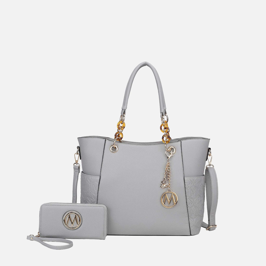 Pewter MKF Collection By Mia K Merlina Embossed Tote Bag And Set