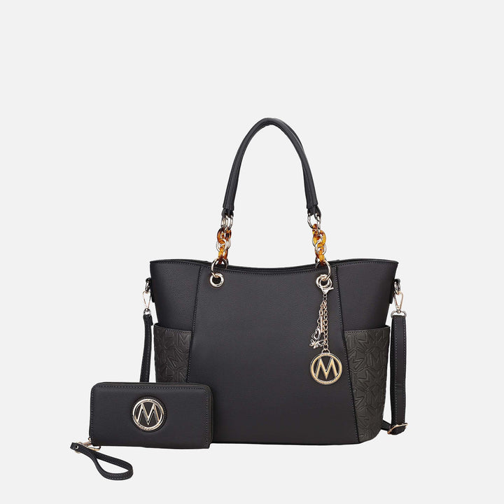Pink MKF Collection By Mia K Merlina Embossed Tote Bag And Set