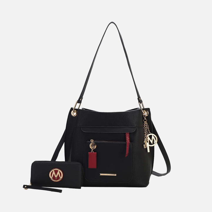 Grey MKF Collection By Mia K Shivani Hobo And Wallet Set