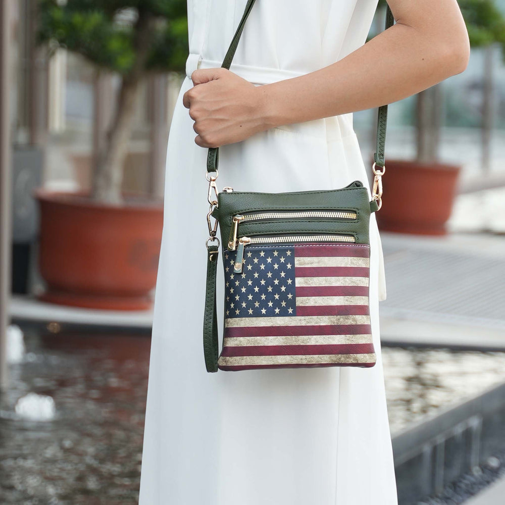 Black MKF Collection By Mia K Genesis Printed Flag Crossbody Bag