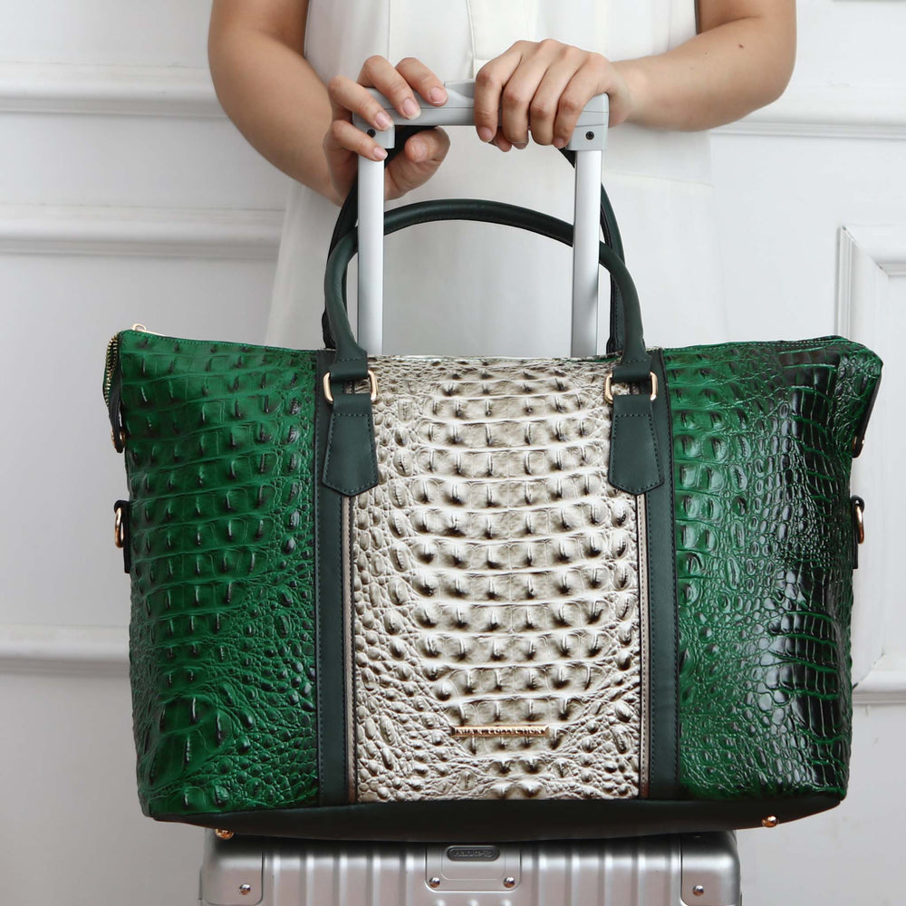 Croco Chocolate MKF Collection By Mia K Raven Croc Embossed Duffel Bag