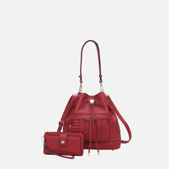 Wine MKF Collection By Mia K Ryder Bucket Bag And Wallet Set