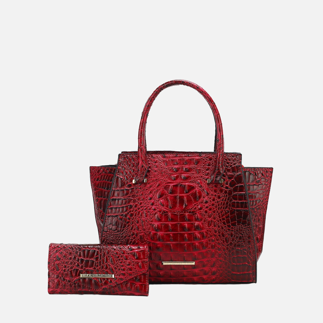 Croco Black MKF Collection By Mia K Viridiana Croc Tote Bag And Set