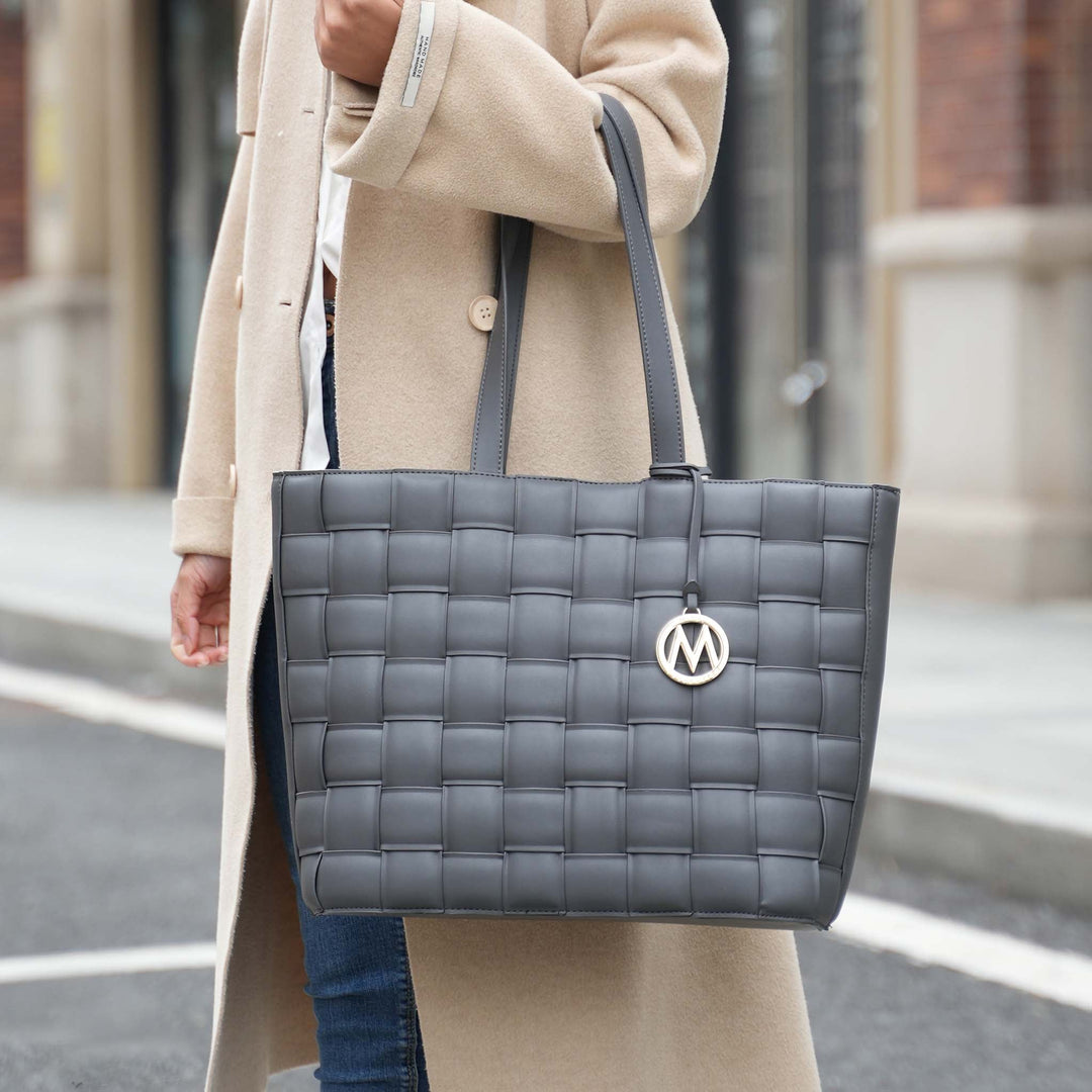 Brown MKF Collection By Mia K Rowan Woven Tote Bag