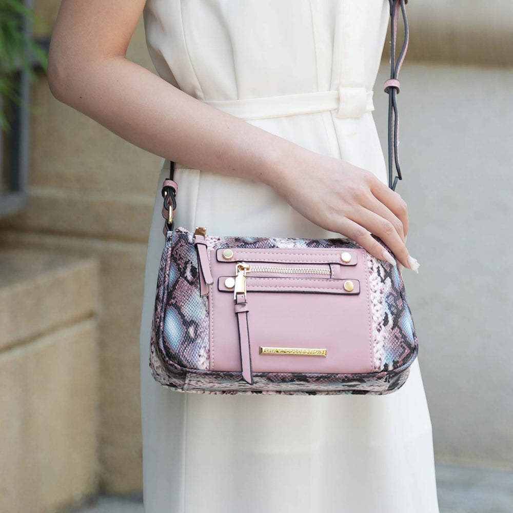 Snake Black MKF Collection By Mia K Essie Embossed Crossbody Bag