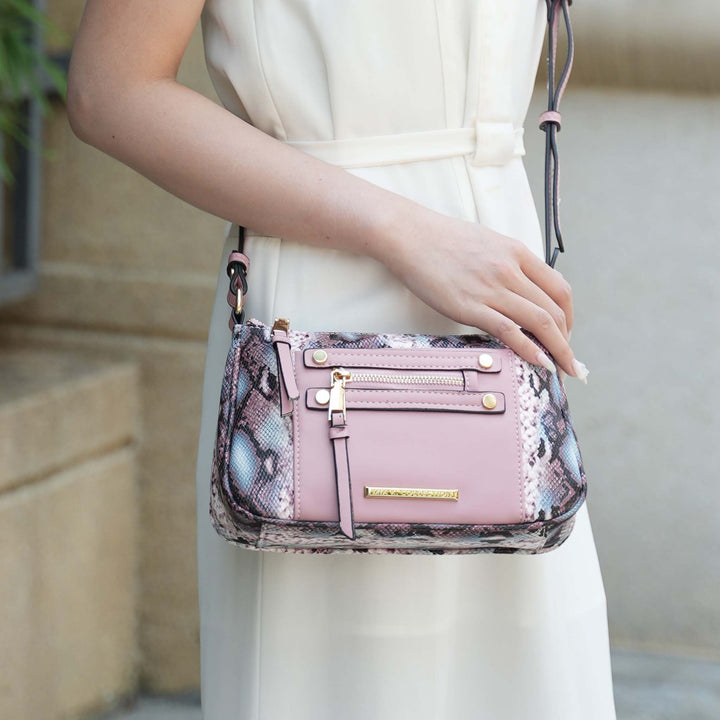 Snake Black MKF Collection By Mia K Essie Embossed Crossbody Bag