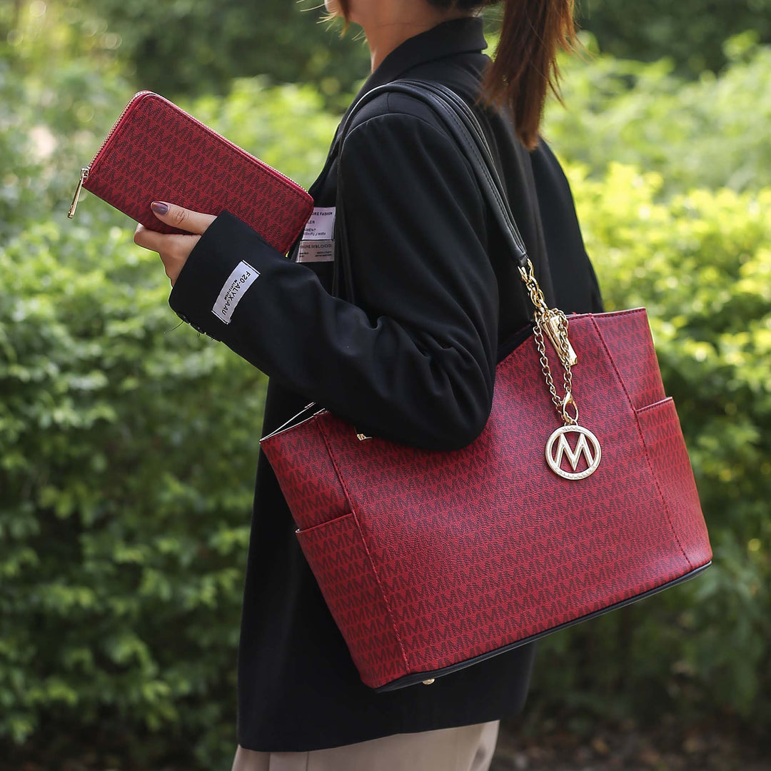 Black MKF Collection By Mia K Savannah Signature Tote Bag And Wallet Set