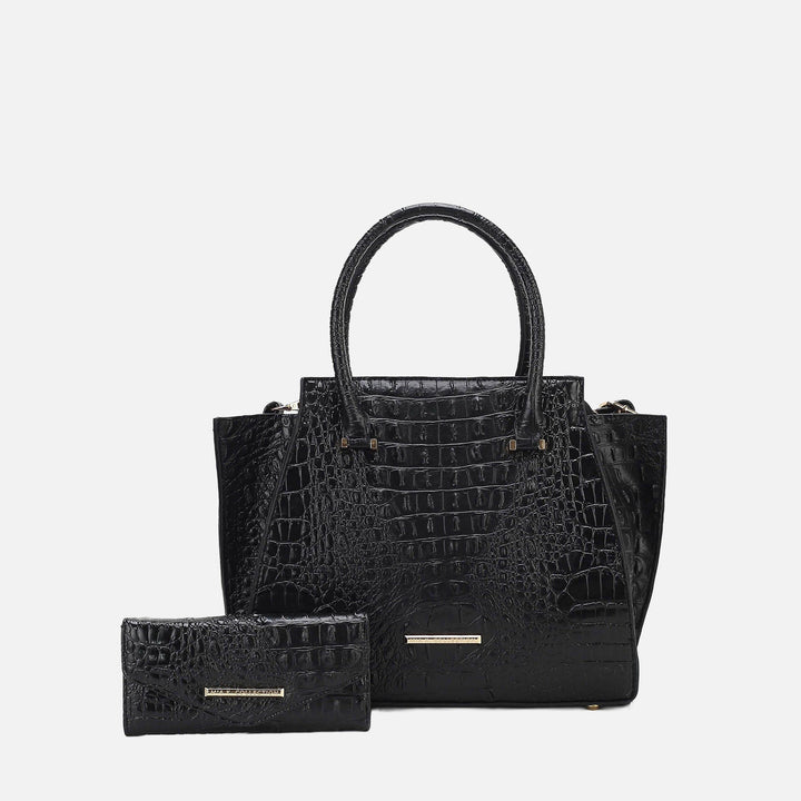 Croco Navy MKF Collection By Mia K Viridiana Croc Tote Bag And Set