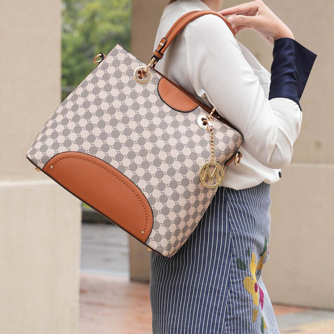 Cognac Brown MKF Collection By Mia K Gabriella Handbag And Wallet Set