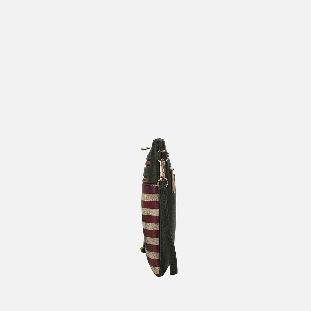 Chocolate MKF Collection By Mia K Genesis Printed Flag Crossbody Bag