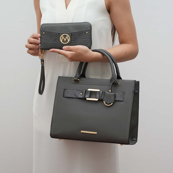 Coffee MKF Collection By Mia K Virginia Tote Bag And Wallet Set